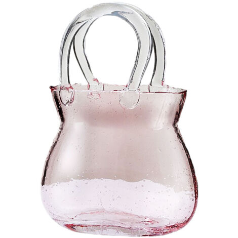 Sac à Main Créatif en Verre avec Poignée pour Décoration d'Intérieur - Pièce Unique en Rose - Vase Aquarium Design Élégant-AUTRES