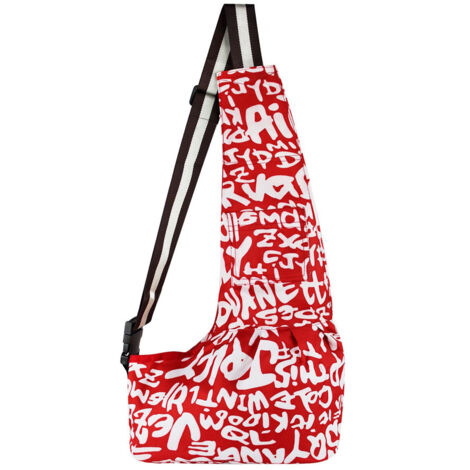 Sac à main en tissu Oxford pour chien ou chat, rouge, portable, avec inscription « Cat Letter Pri » (1 pièce).