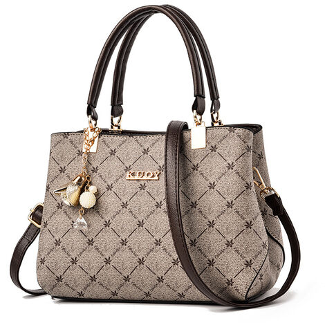 Sac à main grande capacité pour femme Sac à bandoulière Messenger Feuille d'érable clair avec café