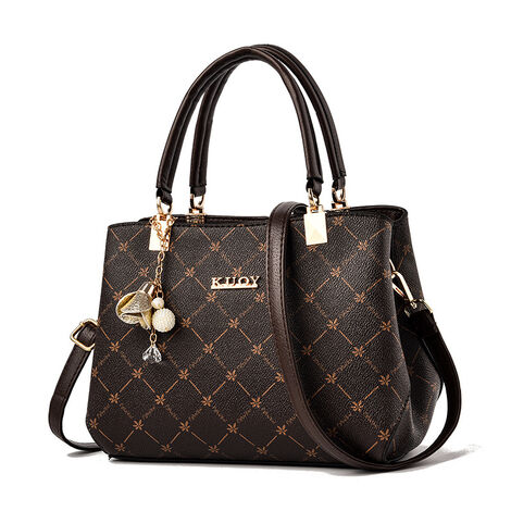 Sac à main grande capacité pour femme Sac à bandoulière Messenger Feuille d'érable foncé avec café