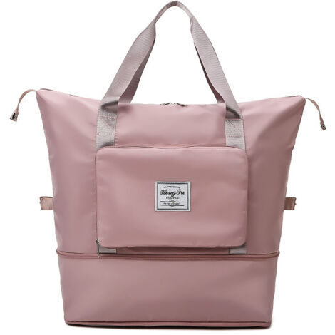 Sac à main pliable, sac de voyage, sac de yoga et de sport, bandoulière spacieuse, rose —