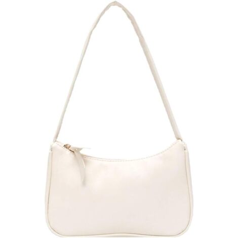 Sac à main rétro à bandoulière unique en cuir PU souple pour femmes (blanc)