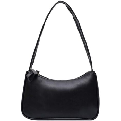 Sac à main rétro à bandoulière unique en cuir PU souple pour femmes (noir),