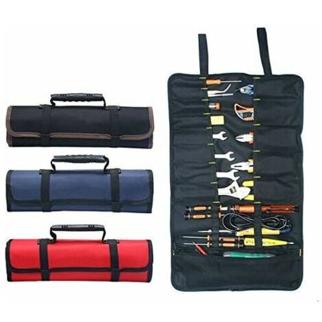 Sac à outils 22 poches, organisateur d'outils portable Oxford 601D, trousse de rangement pour outils pliable/enroulable (outils non inclus), pour jardinier/électricien/charpentier
