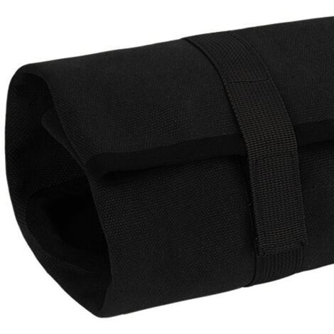 Sac à outils bartender avec roulement professionnel pour cocktail mixologie extérieur camping en toile noire, incluant 1 kit complet de bar