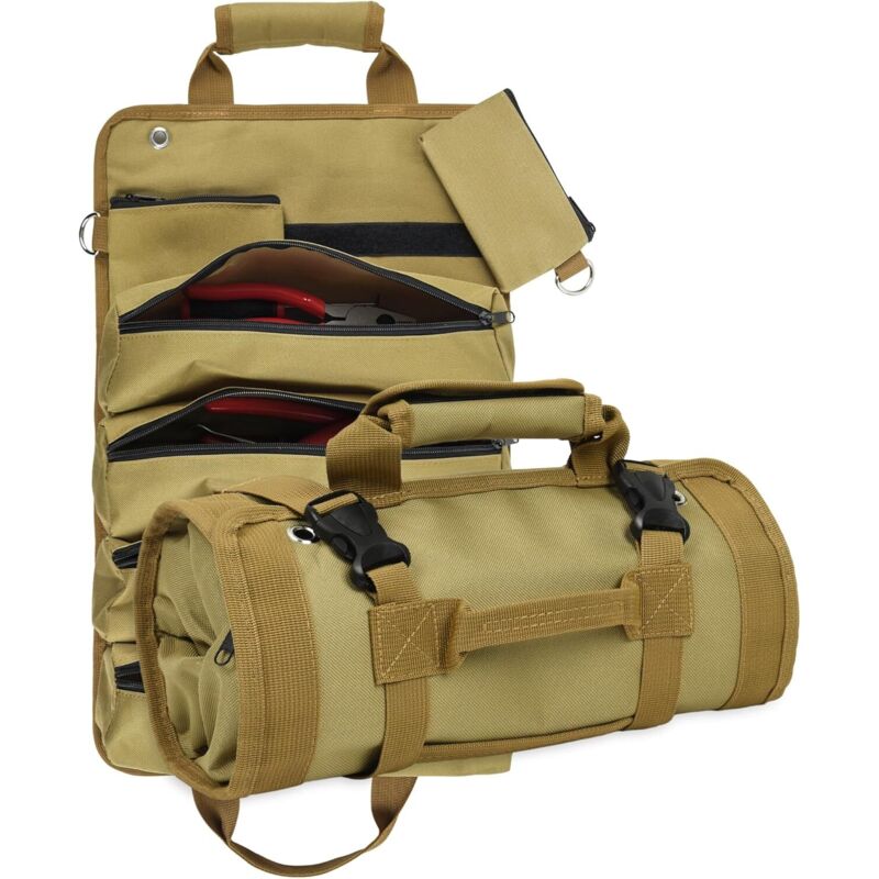 Sac à Outils Compact et Enroulable - 2 Pochettes Amovibles, Cadeau Idéal pour Homme, Mari, Papa