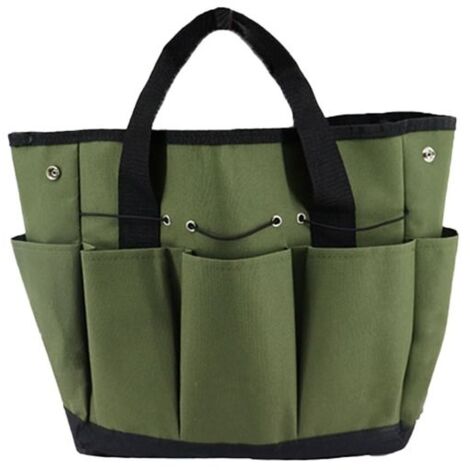 Sac à outils de jardin, 600D Oxford Cloth Garden Tote with Pocket, Organiser, Garden Plant Tool Set - Army Green