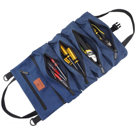 Sac à outils de réparation pour voiture – Bleu – Pochette de rangement en toile