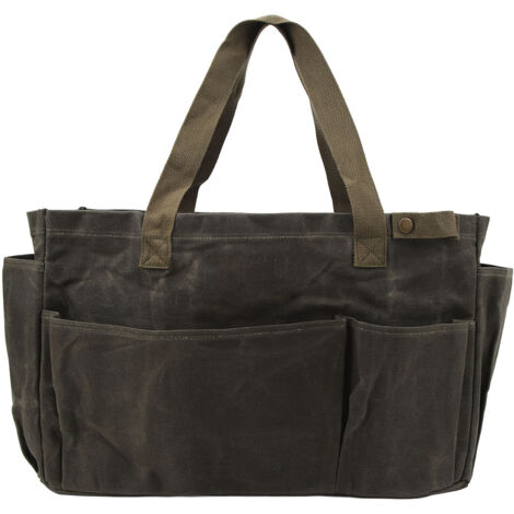 Sac à outils en toile imperméable avec poignée, plusieurs compartiments, idéal pour le camping, les barbecues et les pique-niques, vert olive. - AquaForge