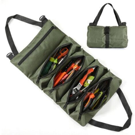 Sac à Outils Enroulable en Toile, Trousse a Outils-Multifonctionnel Portable, Sac Outilss, Pour Siège Arrière et Porte-Outils à Suspendre, SSac à Roulettes pour Outilss, Trousse à Outils Vide