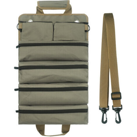 Sac à outils enroulable pour homme/femme, organiseur d'outils à roulettes durable et imperméable, bandoulière multifonctionnelle, sac à roulettes portable et robuste,vert