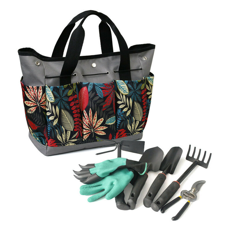 Sac à outils grande capacité sac de rangement pour outils de jardinage sac de rangement pour plantation de fleurs et de couleurs - fleur grise +