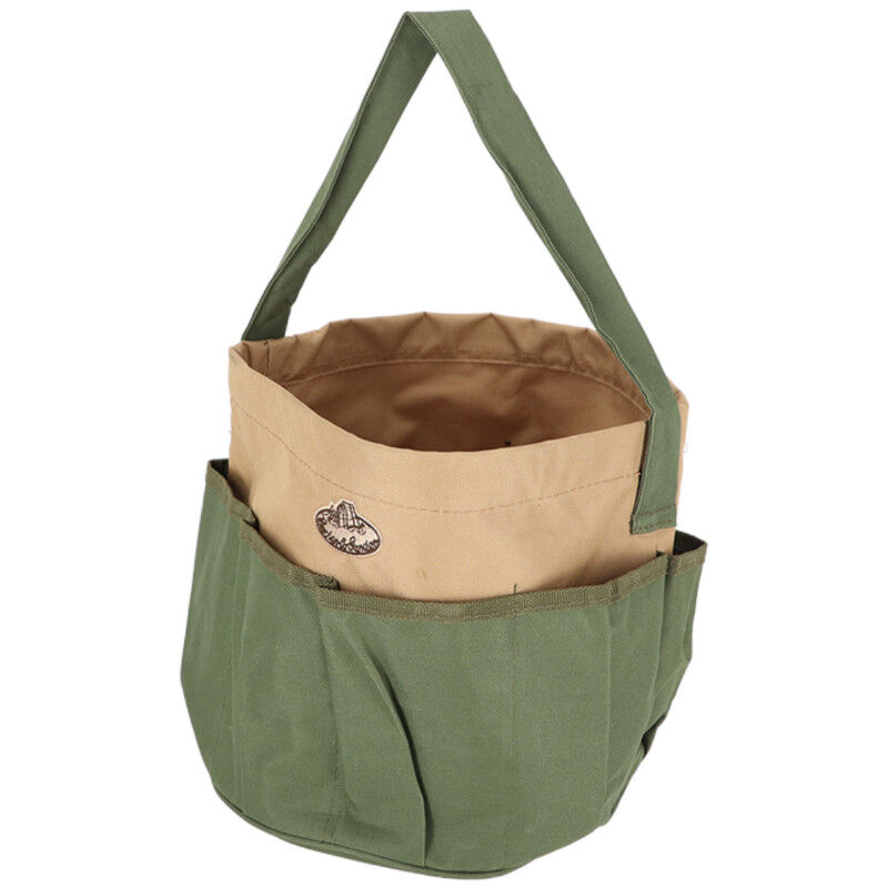 Esschert Design Gartengerätetasche, Werkzeugtasche, rund mit Seitentasche, ca. 28 cm x 28 cm x 26 cm