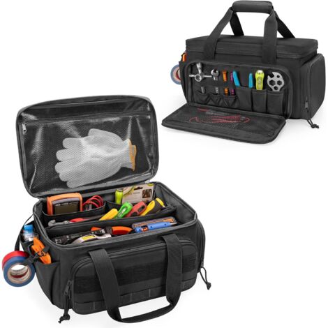 Sac à Outils Tactique 36cm pour Électricien, Rangement pour Outils Manuels - Noir