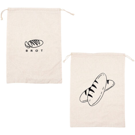 Sac À Pain Réutilisable - 45 x 30 cm - Fermeture Par Boucle - Coton Écologique Non Blanchi - Pour Baguettes Croissants Bagels Maison - 2 Pièces