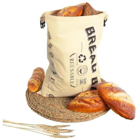 Sac à pain réutilisable en lin 43x31.5cm – Conservation fraîcheur, écologique et lavable
