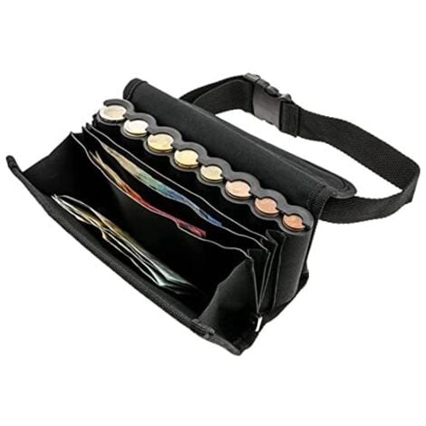 LARGEIGHT Sac à pièces, distributeur de monnaie en euros Fanny Pack, sac à main serveur réglable avec distributeur de pièces, organisateur de trieurs Euro pour chauffeur de taxi, serveur et propriétaire de