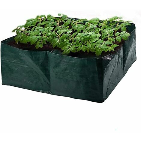 Sac à planter Sacs de culture de plantes vertes 24 x 24/ 60 cm x 60 cm, 4 grilles divisées Sac de jardinière carré Pot de culture de plantes Lits de jardin surélevés Conteneur de plantation pour fleur