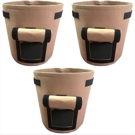 Sac à Plantes 3 PCS 15 Gallons Plantes Sac de Croissance 56L, Sacs de Plantation de légumes avec Rabat et Poignées, pour Plantation Patate, Carotte, Fraises, Tomates, Fleurs