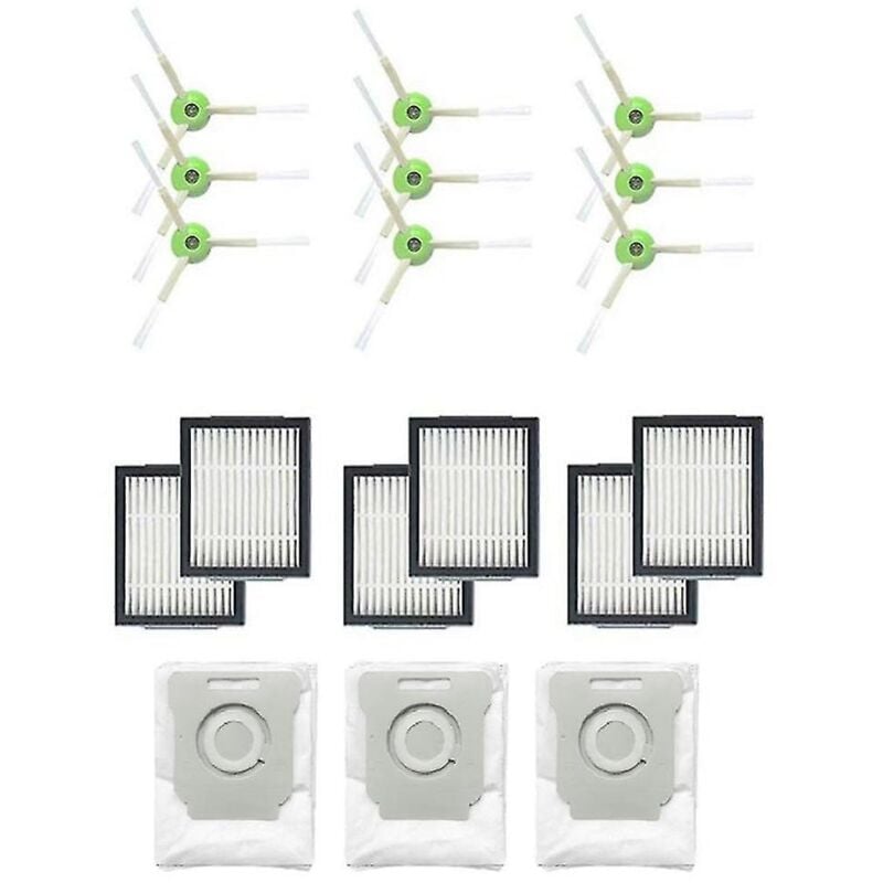 Sac à poussière avec brosse roulante et filtre Hepa, brosse latérale adaptée à Irobot Roomba