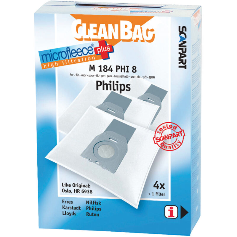 Sac à poussière en micropolaire Scanpart M184phi8 Philips Oslo et Micro