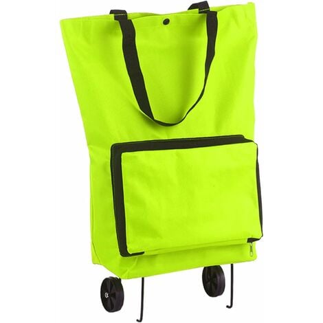 Sac à provisions à roulettes, sac à roulettes pliable avec roulettes Panier pliable réutilisable Sacs d'épicerie pliables Sac de voyage Vert