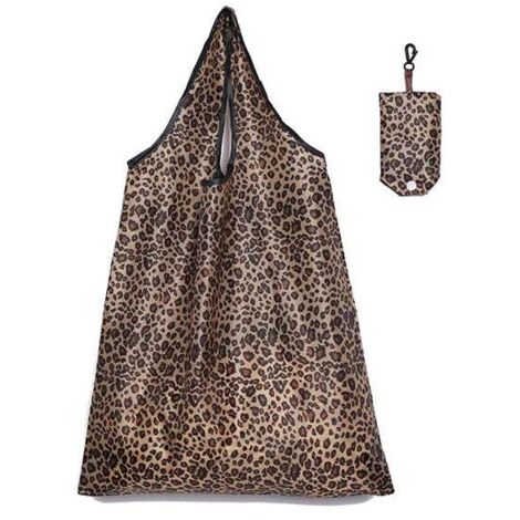 Sac à provisions imprimé pliable en polyester décontracté grande capacité sac d'épicerie fournitures ménagères