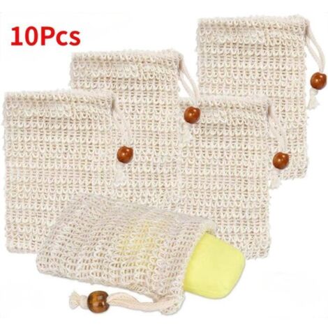 Sac à Savon - Durable - 10 Pcs - Sisal en Fibres - 5,31 × 3,54 pouces - Beige