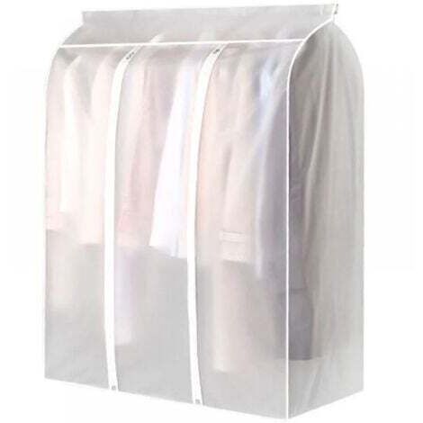 Sac à vêtements 90 x 100 x 50 cm pour suspendre des vêtements, sac de couverture translucide givré pour porte-vêtements, sac de rangement pour vêtements à fermeture éclair pour suspendre des manteaux