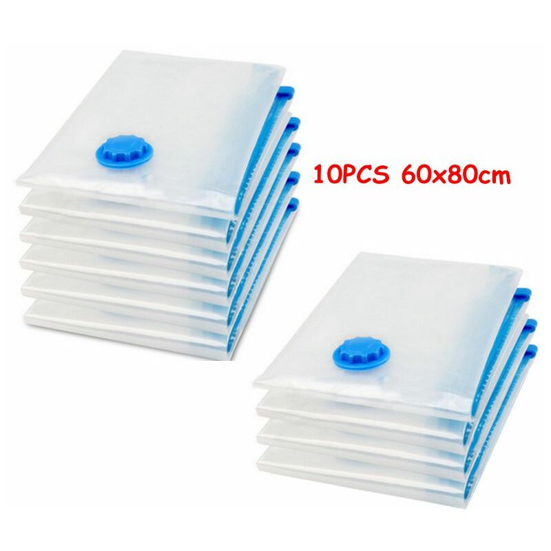 Lot de 10 Sacs de Rangement Sous Vide pour Housses de Rangement Sous Vide Voyages Réutilisables pour