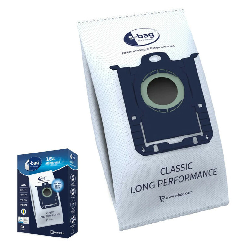 Sacs microfibres par 4 s-bag classic performance E201S pour Aspirateur aeg Electrolux evatronic, far, fersen, glenan, goblin, hanseatic, hoover, ideline, kaisui, kalorik, kingdhome, lazer, leclerc,