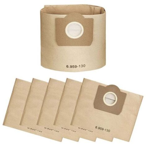 Sac Aspirateur WD3, Lot de 5 Sacs droits Aspirateur pour Karcher WD3, WD 3 Premium, WD3200, WD3500P, A2204, A2204, A2534, SE4001(Lot de 5 ),