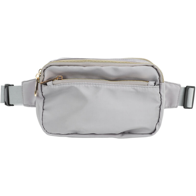 Sac banane en toile Oxford pour randonnée, voyage, course à pied - Unisexe gris clair