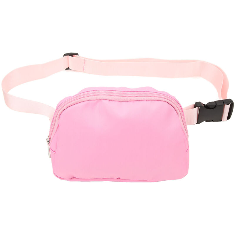 Sac banane femme étanche en nylon avec poche à fermeture éclair et ceinture ajustable rose