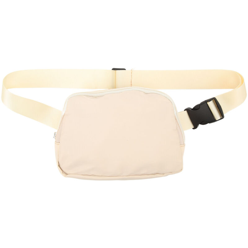 Sac banane femme imperméable en nylon avec poche à fermeture éclair et ceinture ajustable, couleur nude pour adulte.