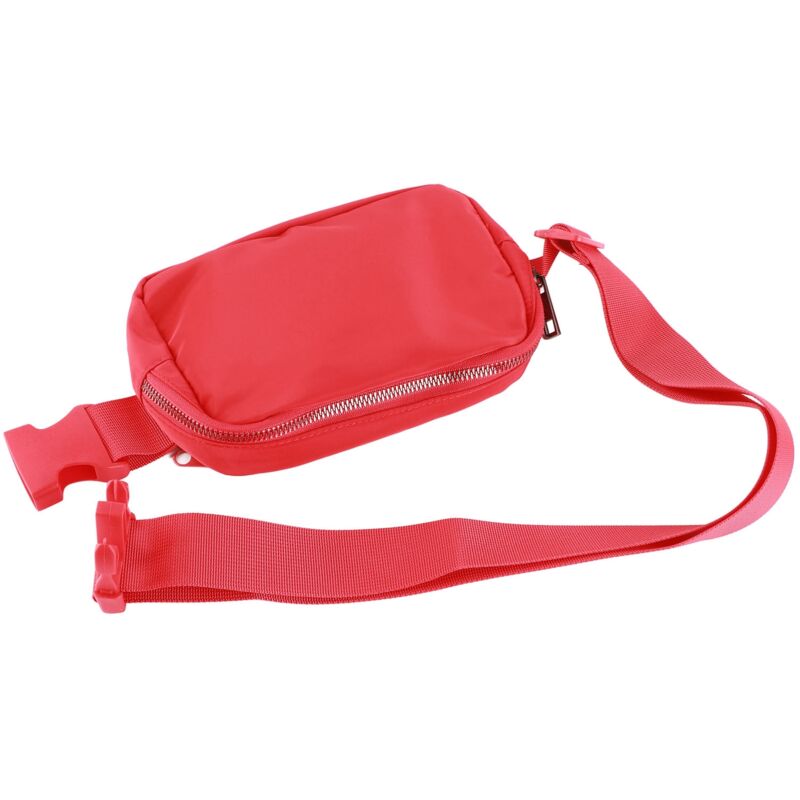Sac banane femme réglable, grand modèle rouge pour randonnée et course en plein air.