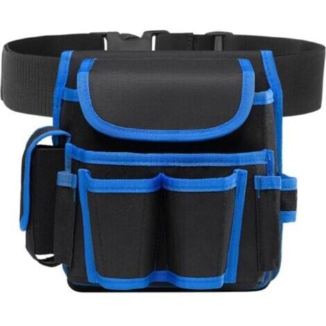 Sac banane multifonctionnel,Sac à outils professionnel, sac banane réglable, sac à outils, ceinture à outils pour électricien, ceinture à outils pour menuisier (bleu)