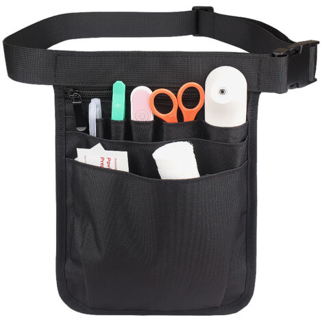Sac banane pour infirmières, sac organisateur noir pour matériel médical (outils non inclus)