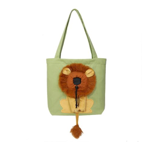Sac bandoulière en forme de lion, taille S, pour petits chats et chiens, sac de voyage, sac de transport pour animaux, sac de transport pliable et résistant, sac en toile pour animaux de compagnie - v