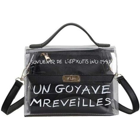 Sac bandoulière en PVC transparent jelly bag (noir),