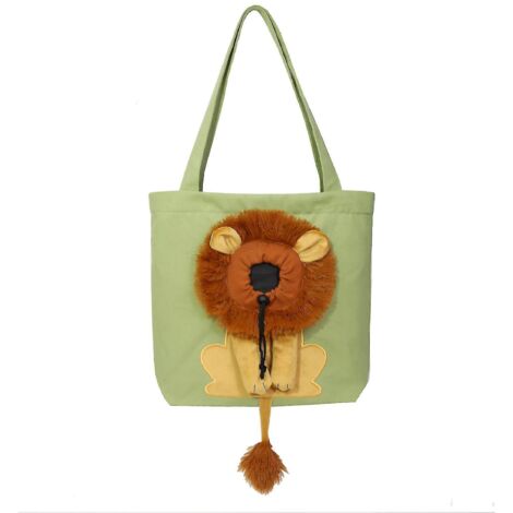 Sac bandoulière Outcrop petit lion en toile, en forme de lion, pour chiens et chats, accessoires pour animaux de compagnie, vert