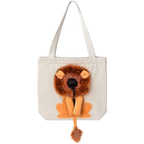 Sac bandoulière Outcrop petit lion pour animaux de compagnie, en toile, gris clair, idéal pour transporter chiens et chats.