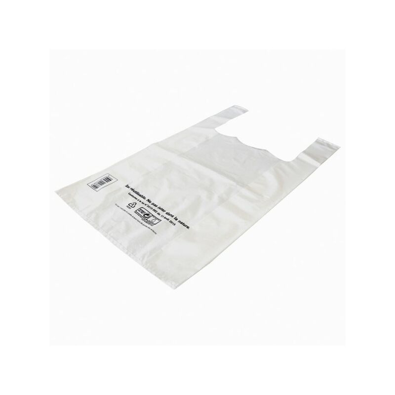SPHERE - Sac bretelle reutilisable pebd blanc 50 mic x100 26x12x45cm