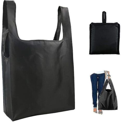 Sac cabas pliable, réutilisable et résistant, lavable, grande capacité (noir)