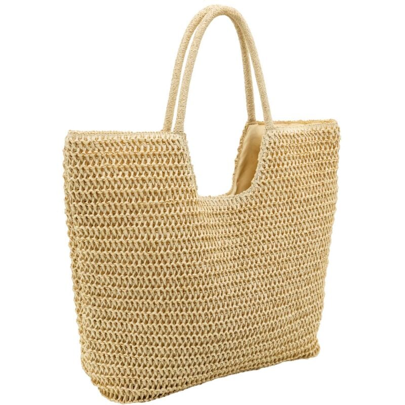 Sac cabas tressé naturel