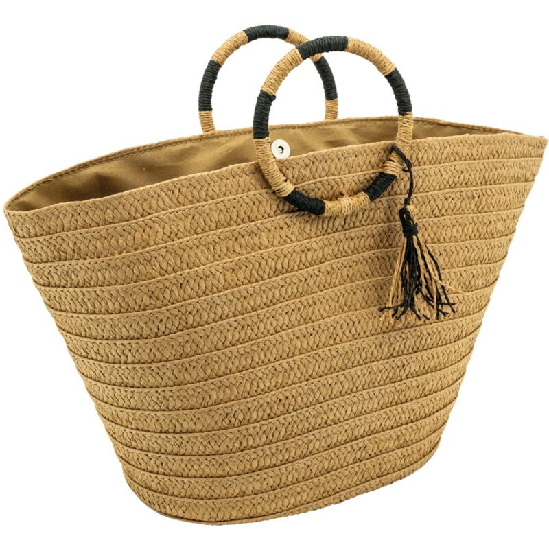 Sac cabas tressé naturel avec anses rondes