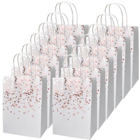 Sac Cadeau en Papier - Blanc - 12PCS - 15 x 8 x 21 cm