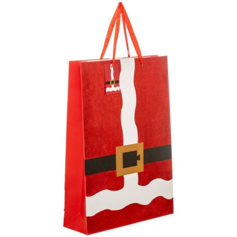 Sac cadeau imprimé grande taille tenue de Père Noël paillettes rouge - Atmosphera créateur d'intérieur