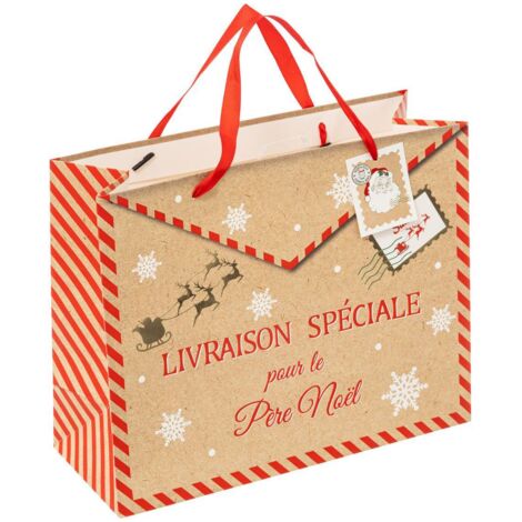Sac cadeau imprimé moyenne taille Cher père Noël - Feeric lights & christmas