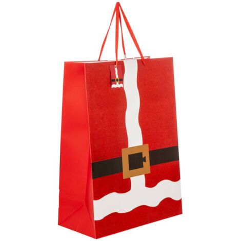 Sac cadeau imprimé taille jumbo tenue de Père Noël paillettes rouge - Feeric lights & christmas